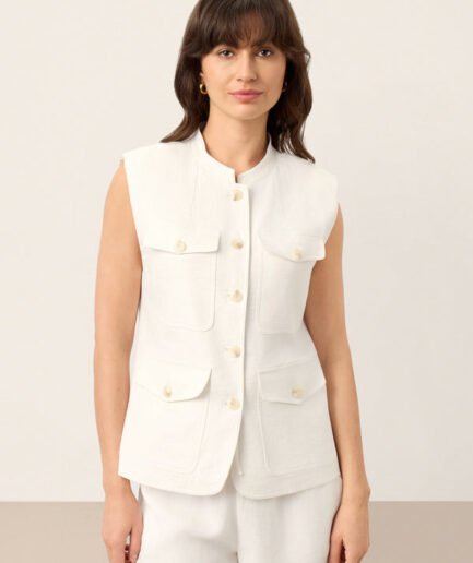 LWZLI™ Linen Four-Pocket Tailored Sleeveless Vest COSIMA