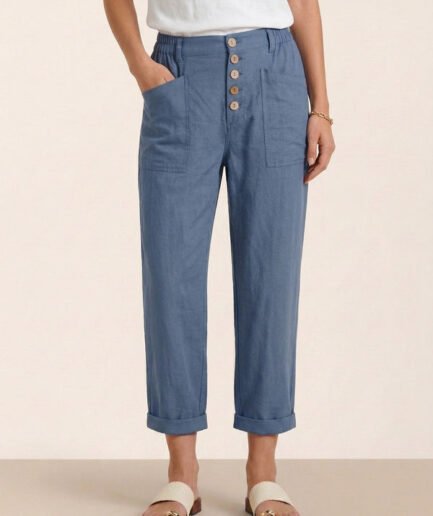 LWZLI™ Linen Simple Button Fly Trousers HEIDI